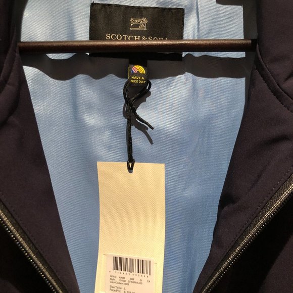 New - Scotch and Soda Nylon Harrington Jacket Navy Size L - Picture 4 of 6